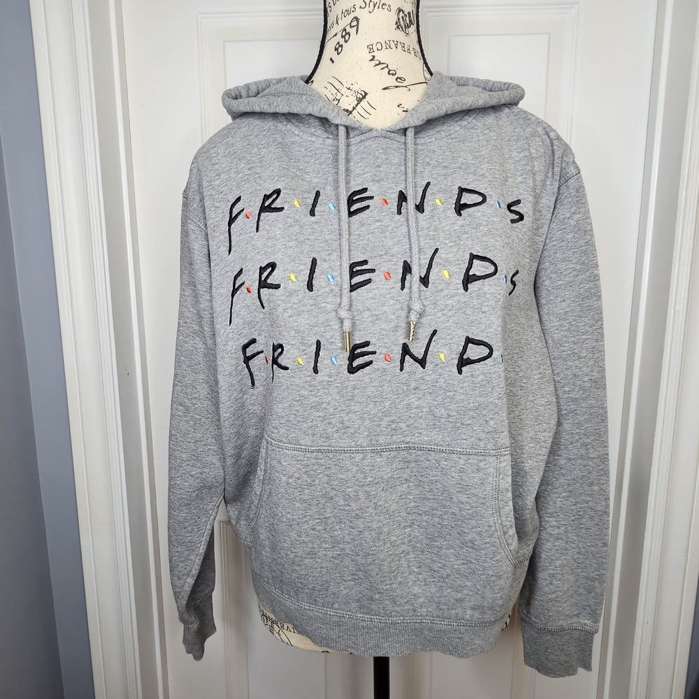 FRIENDS H&M TV Show Grey Graphic Hoodie Size M Pullover Sweatshirt